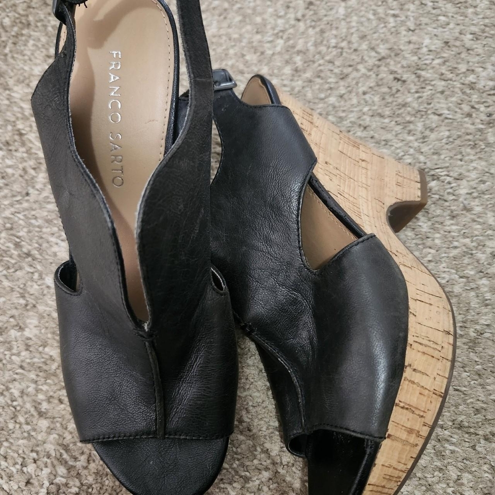 Franco Sarto Black Wedge Sandals